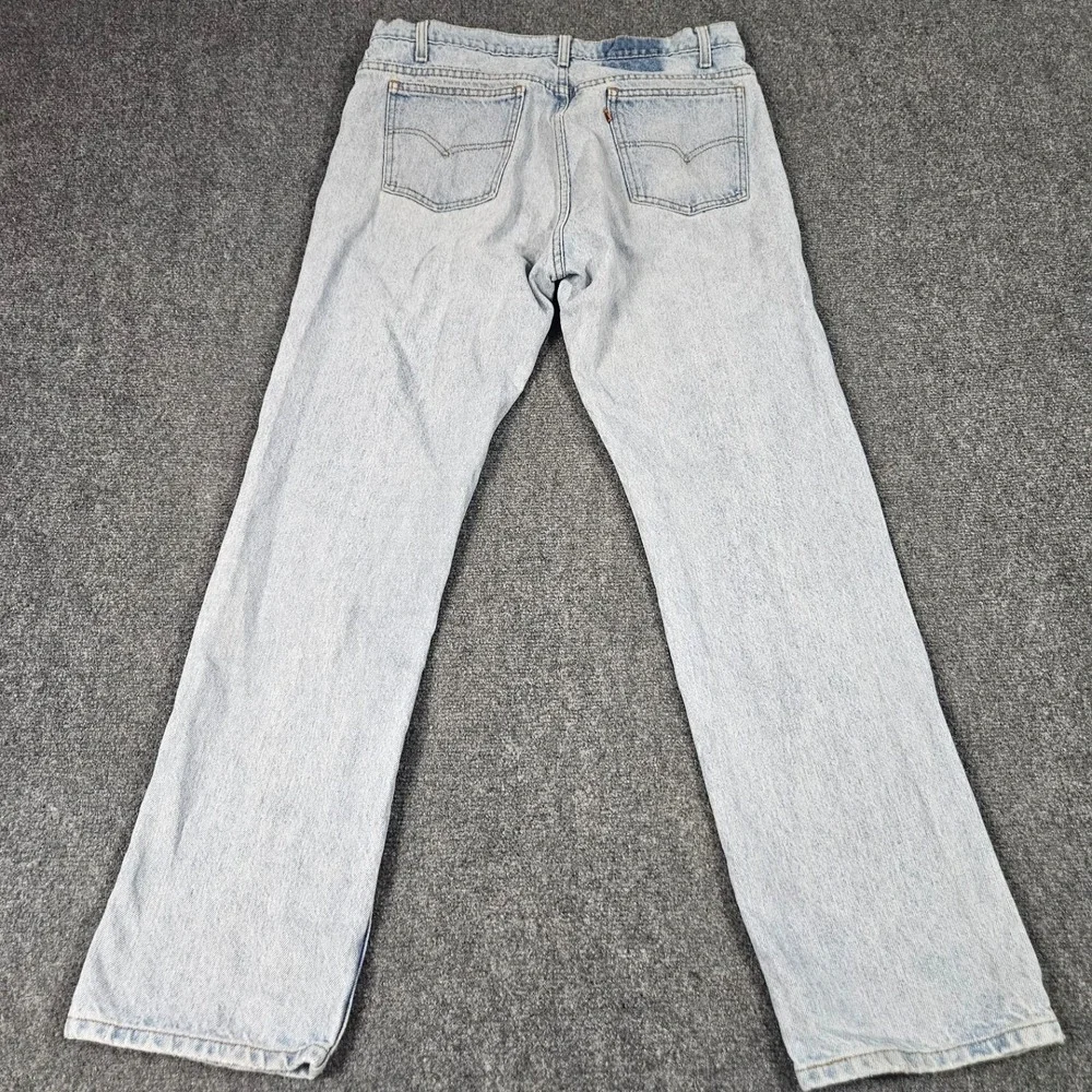 Vintage Levis 505 Jeans 34x32 Orange Tab Light Wash Blue Straight Denim Heritage